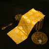 Handloom Printed Yellow Banarasi Saree