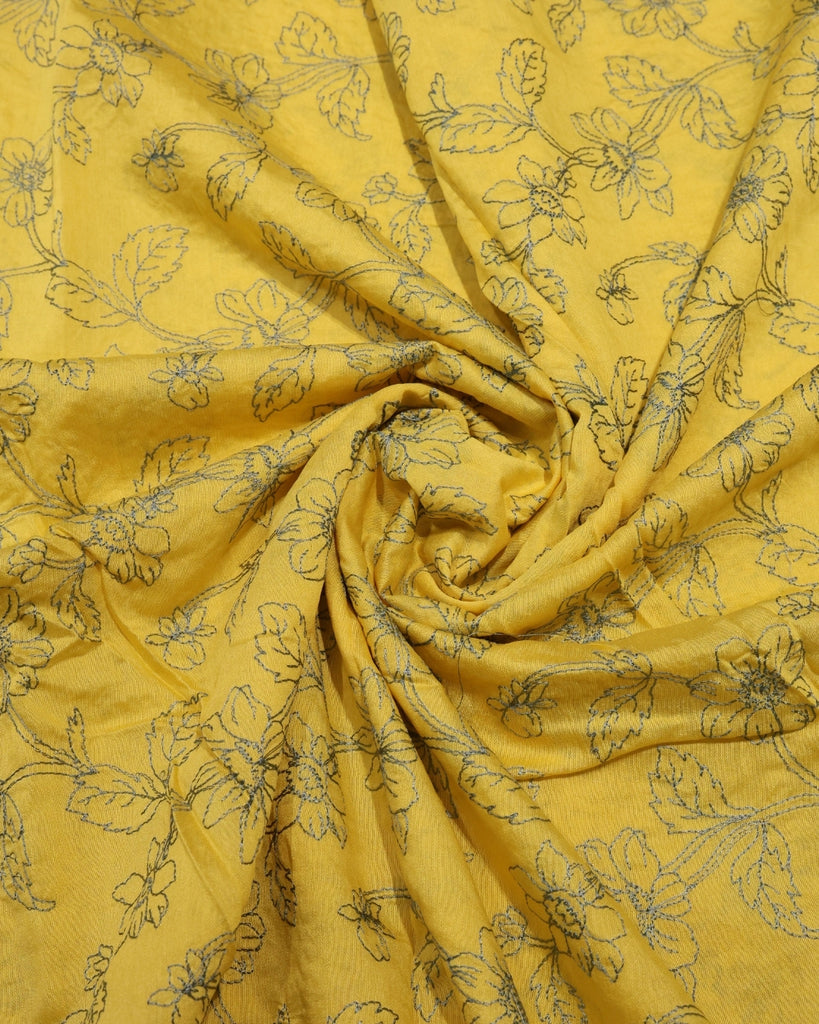 Mul Chanderi Floral - Yellow