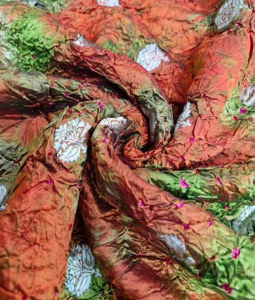 Organza zari bandini -  Burnt Orange