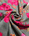 Printed Falling Raw Silk - Grey Pink Floral