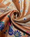 Tissue Paithani - Apricot Gold