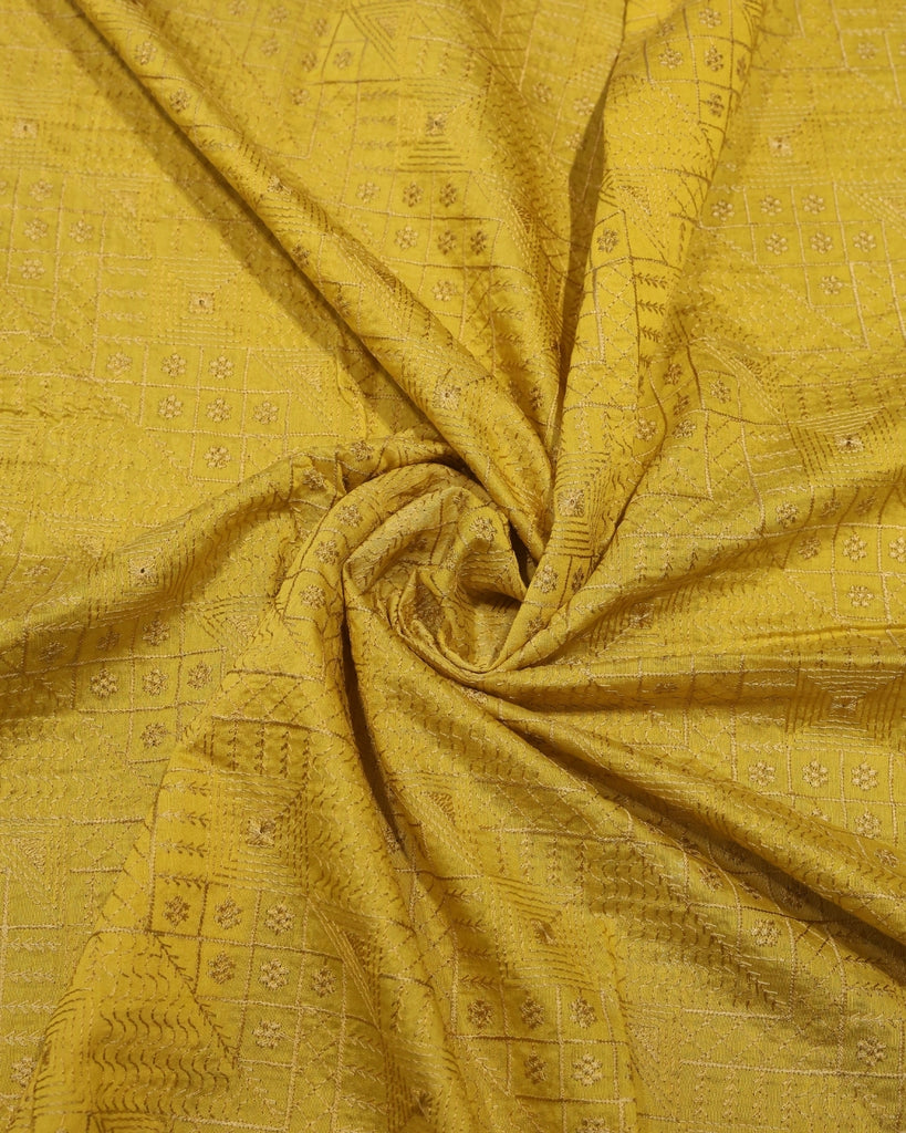 Mul Chanderi ThreadWork - Yellow