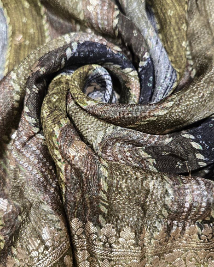 Chiniya Silk Border - Dark Olive Green