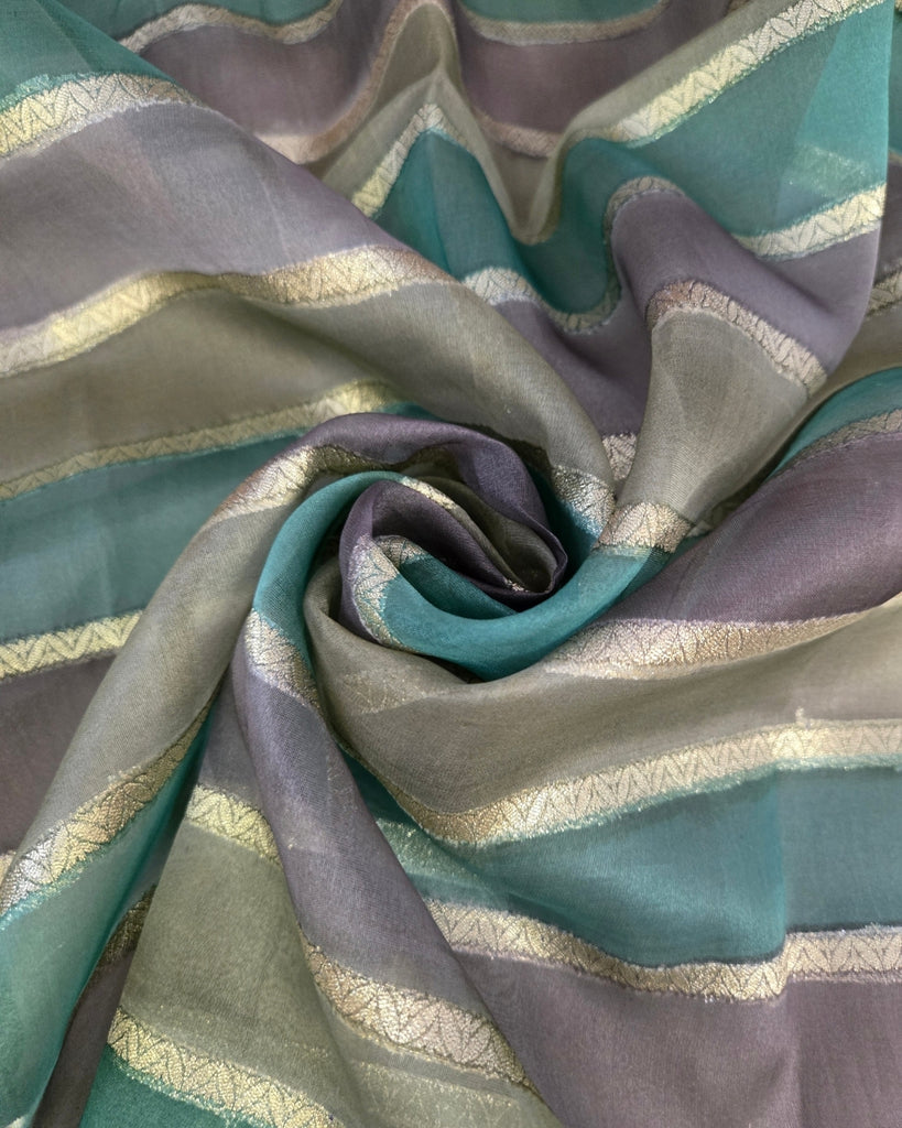 Shade Silk Organza  -  Shades of Peacock Green