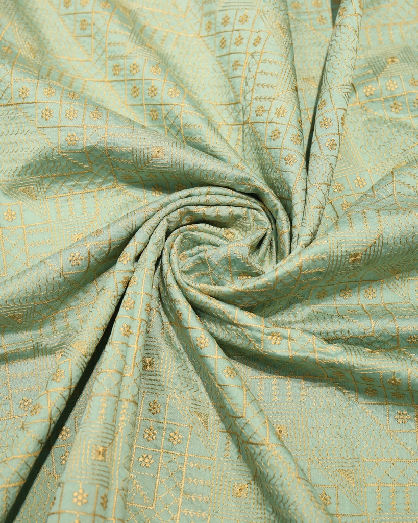 Mul Chanderi ThreadWork - Seafoam Green