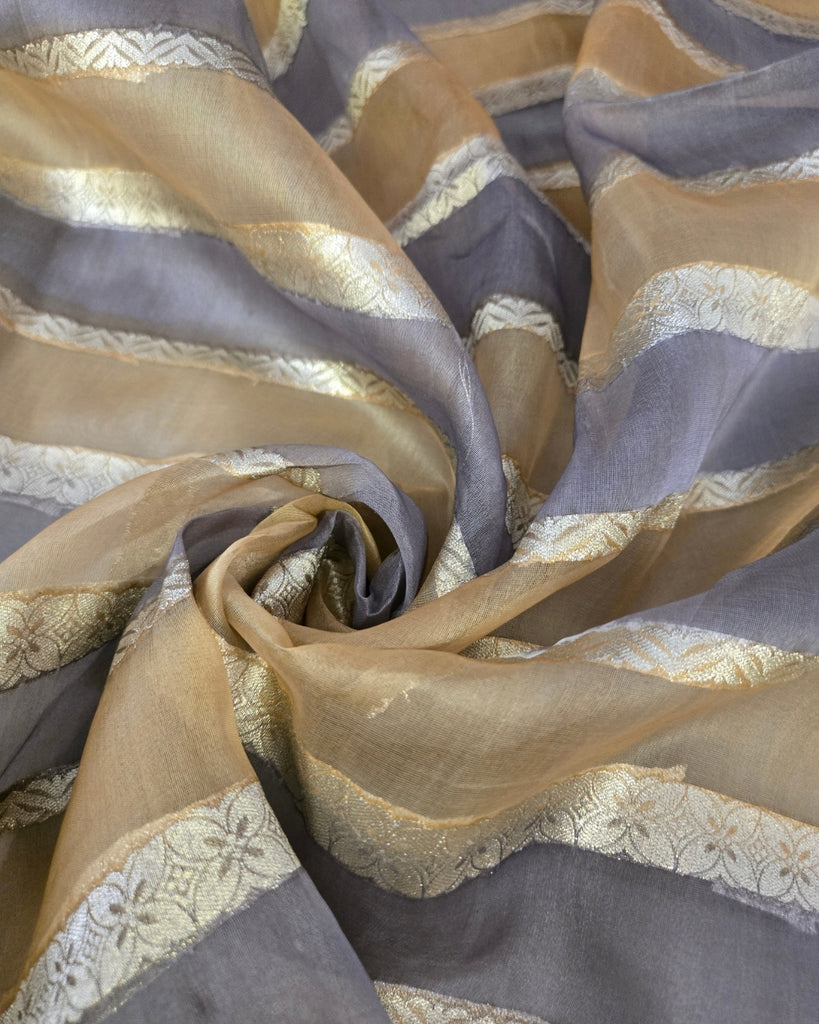 Shade Silk Organza  -  Shades of green and grey