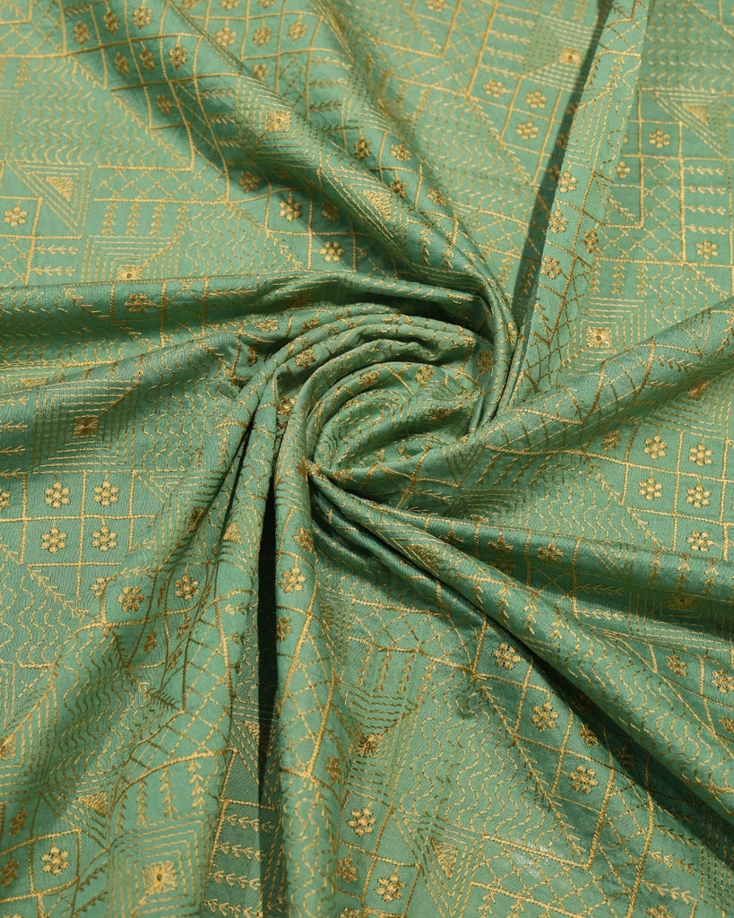 Mul Chanderi ThreadWork - Sage Green