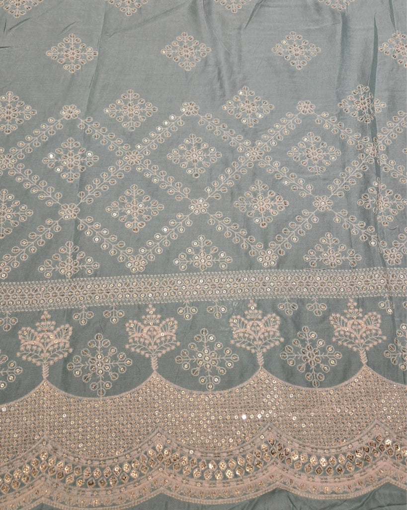 Musleen Embroidery - Soft Sky Blue