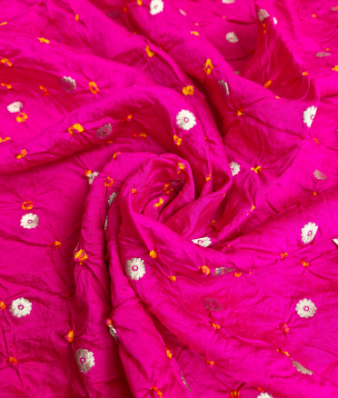 Chenia Bandhani Silk - Hot pink