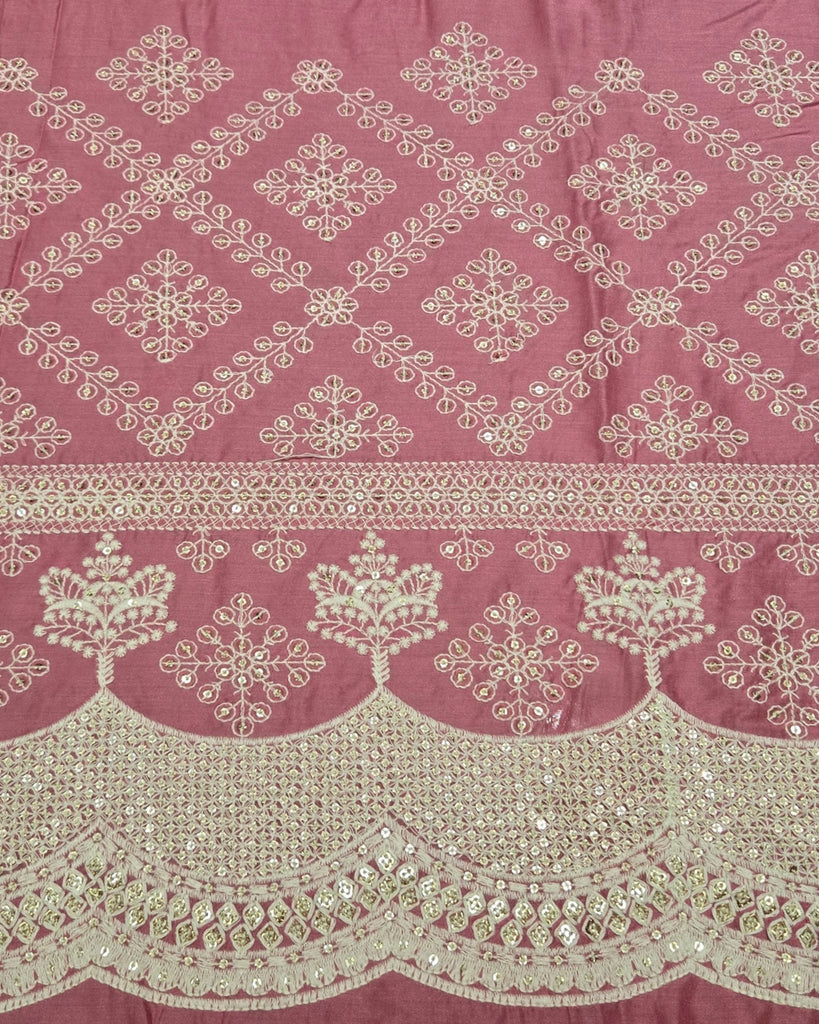 Musleen Embroidery - Dusty Rose