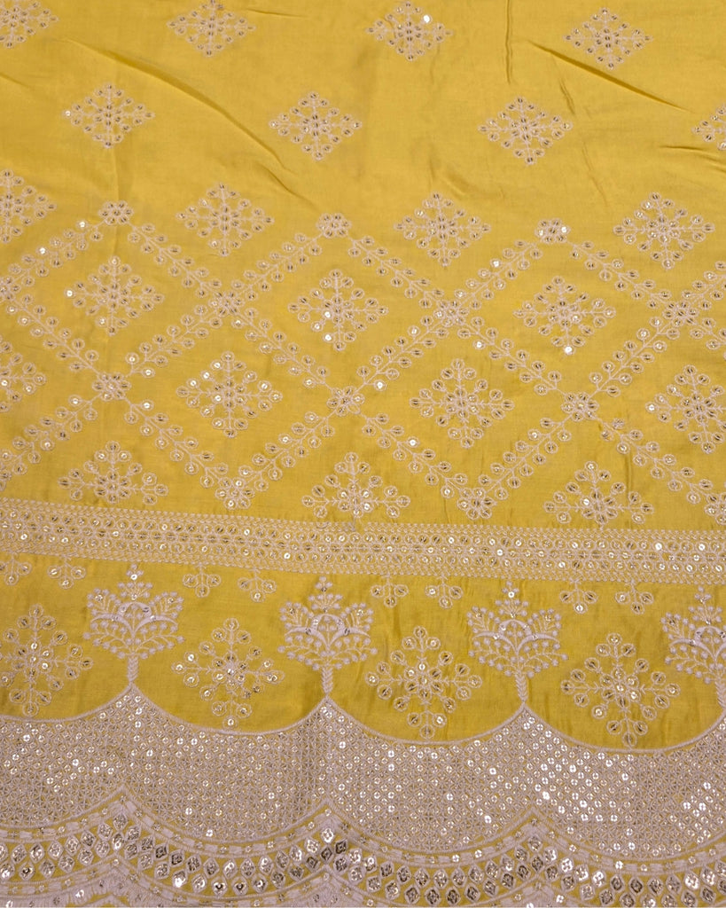 Musleen Embroidery - Golden Yellow