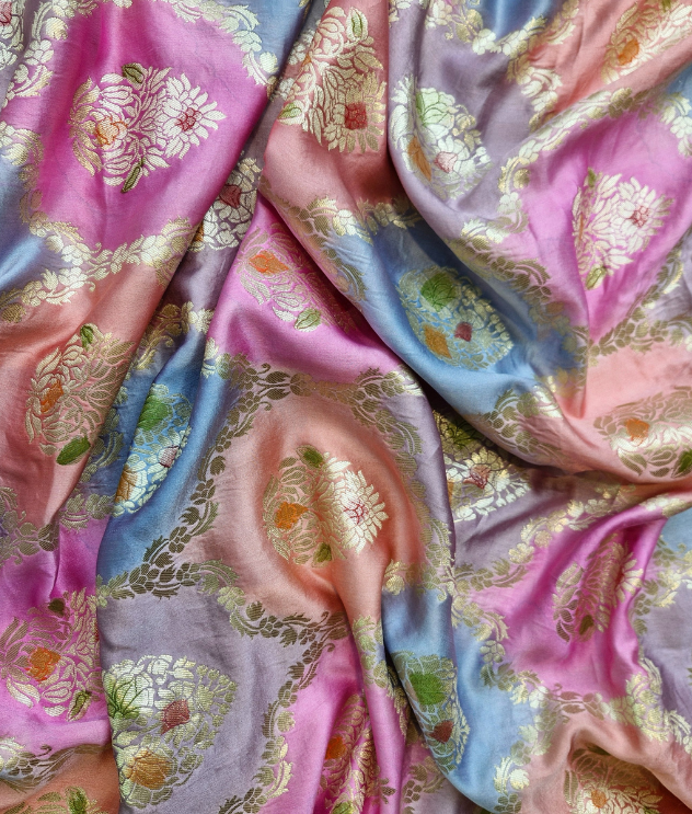 Mashru – Pink & Blue Ombre