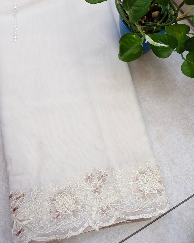 Kora with Embroidery - White