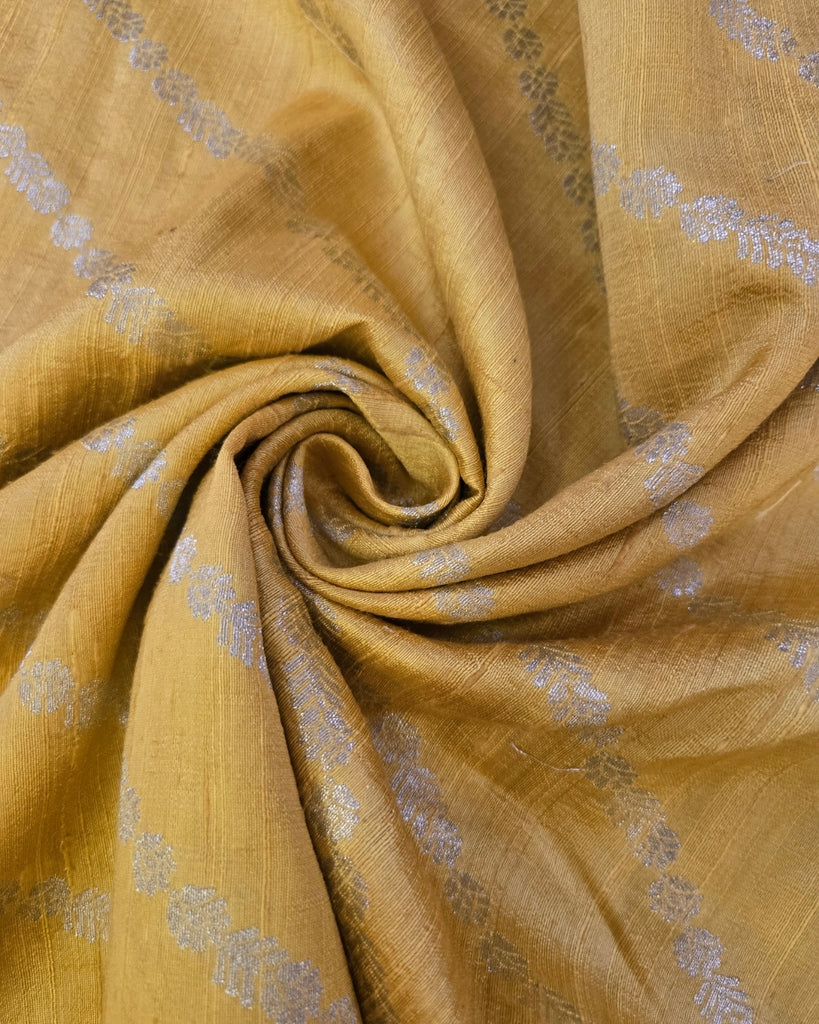 Raw Silk Zari Lines - Cream