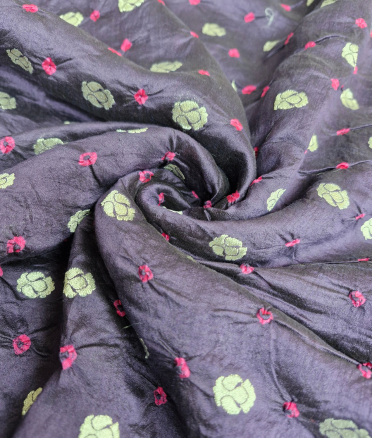 Chenia Bandhani Silk - Charcoal gray