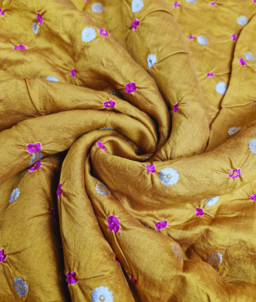 Chenia Bandhani Silk - Mustard yellow