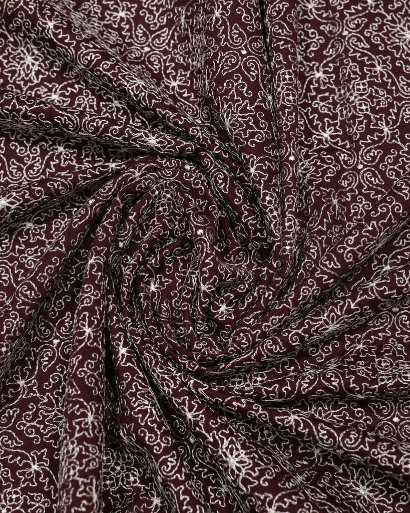 Mul Chanderi Small Work - Deep Wine