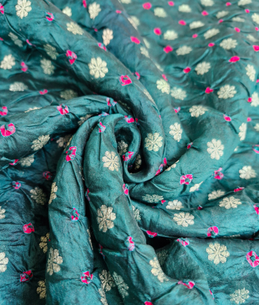 Chenia Bandhani Silk - Peacock green