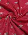Mul Chanderi Embroidery - Red