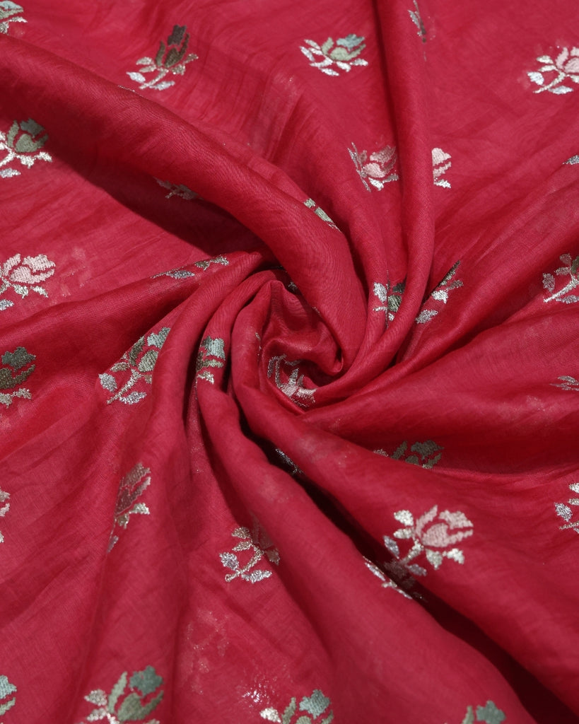 Mul Chanderi Embroidery - Red