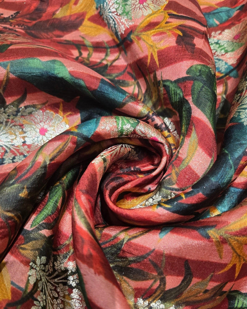 Digital Print Banaras - Muted Reddish Pink Base