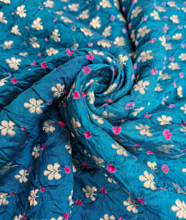 Chenia Bandhani Silk - Deep teal