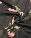 Mul Chanderi - Black Floral