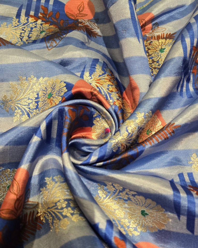 Digital Print Banaras - Light Steel Blue