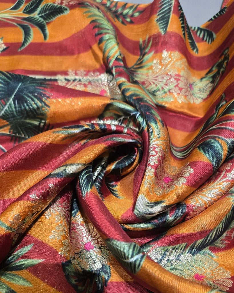 Digital Print Banaras - Deep Saffron Orange
