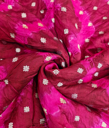 Lehariya shibori with silk base - hot pink