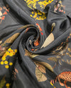Printed Silk - Charcoal Black