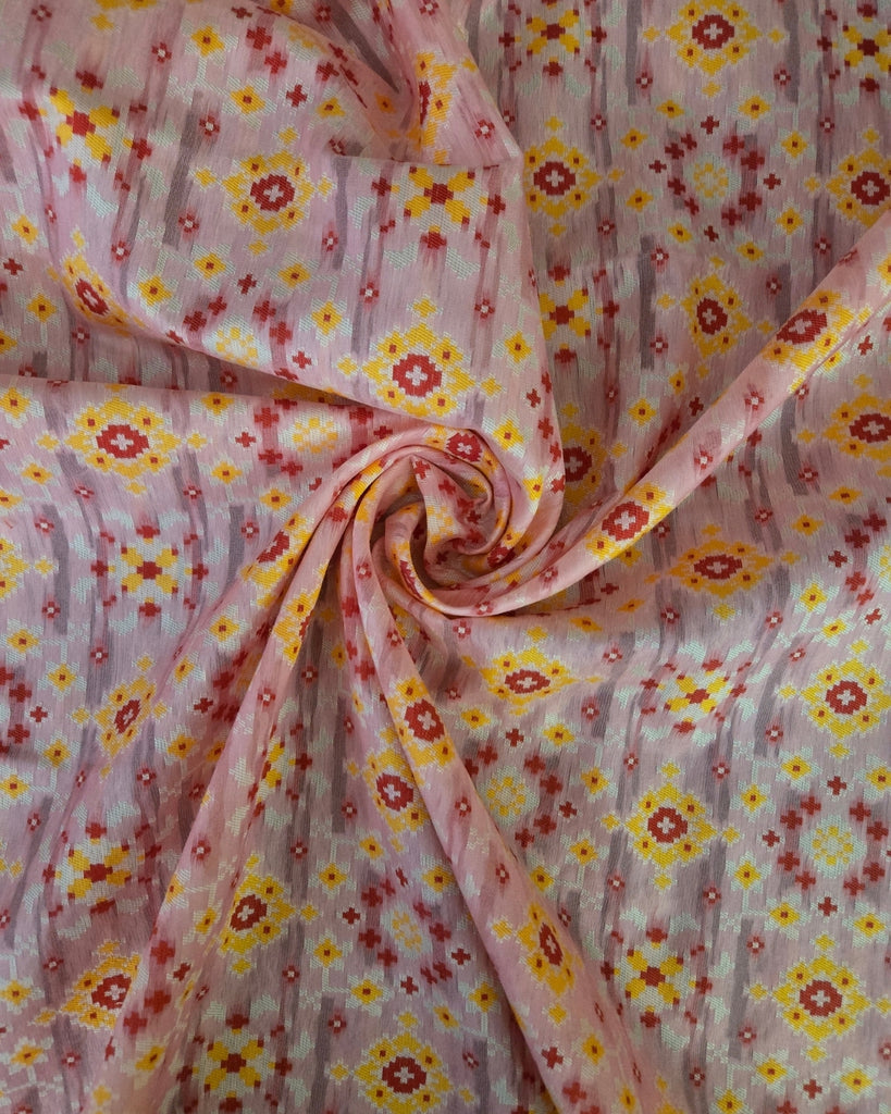 Silk Cotton Ikkat - Blush Pink