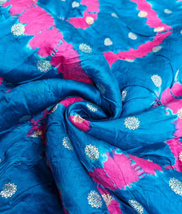 Lehariya shibori with silk base - Blue