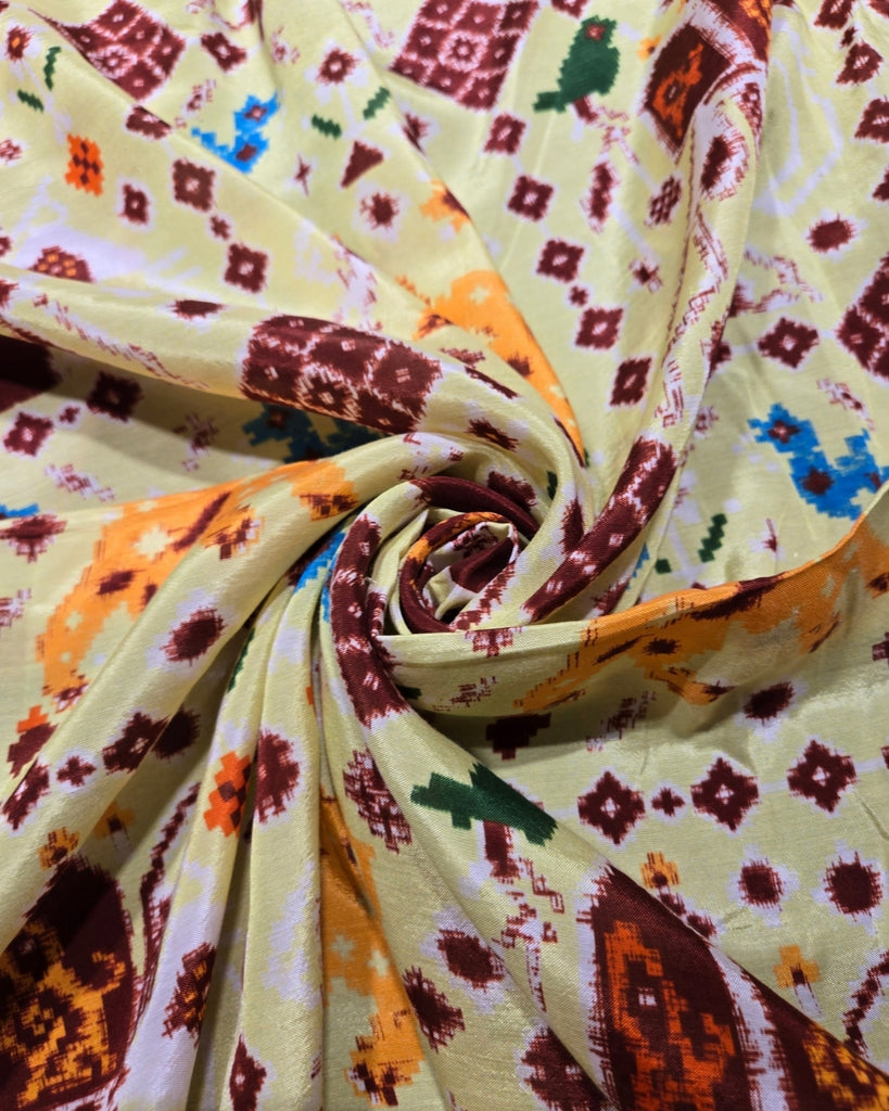 Pure Patola Printed Silk - Cream
