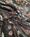 Velvet with Thread Embroidery - Charcoal Black