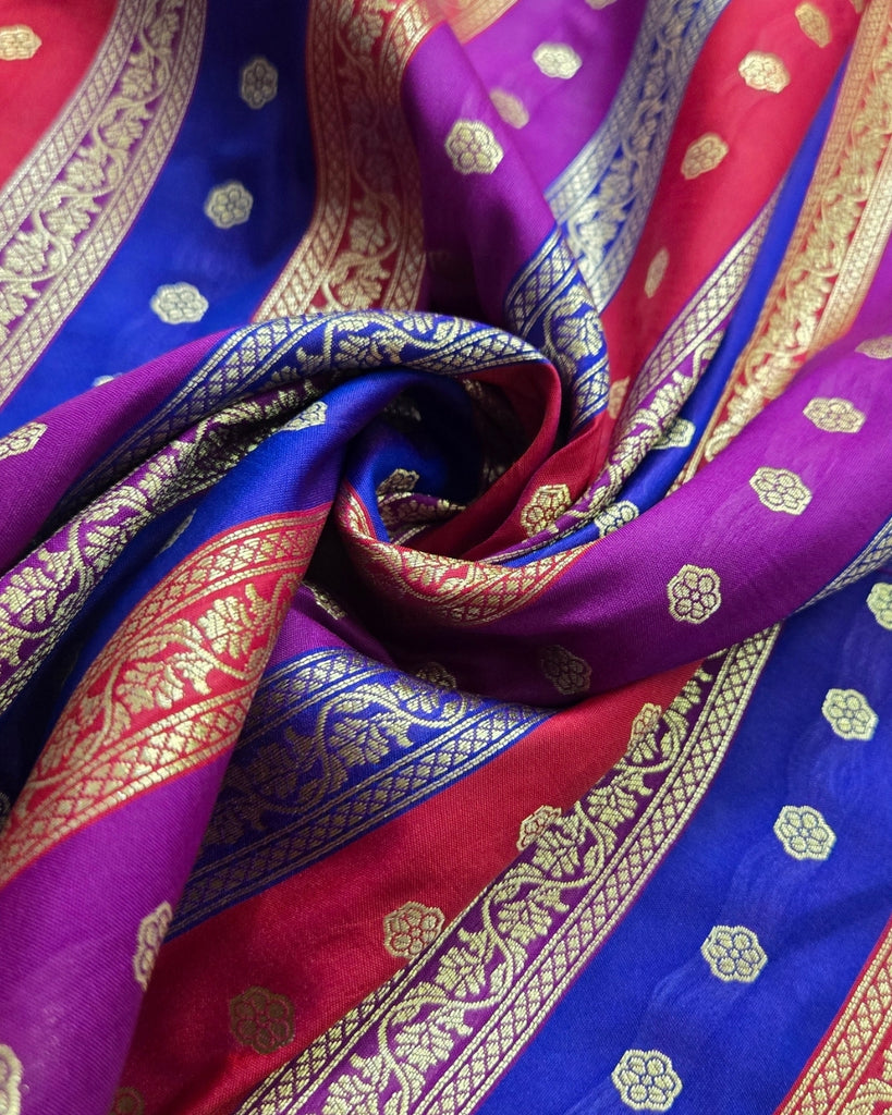 Multi-Colour Banarasi - Purple, Royal Blue & Red