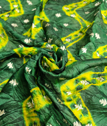 Organza with lehariya Butti bandini - Green