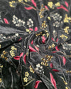 Velvet with Thread Embroidery - Smoky Black Floral