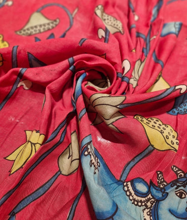 Pen Kalamkari -  Rose-red