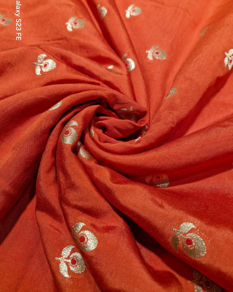 Spun silk meenakari Banaras - Orange