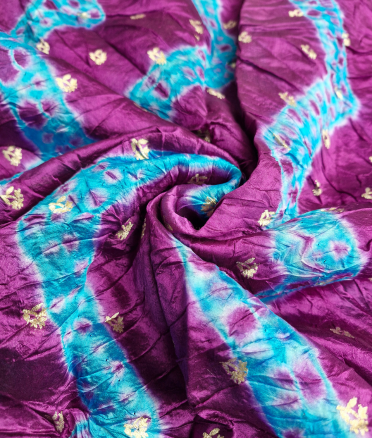 Organza with lehariya Butti bandini - Purple
