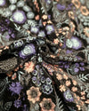 Velvet with Thread Embroidery - Twilight Black Floral