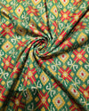 Silk Cotton Ikkat - Teal Green