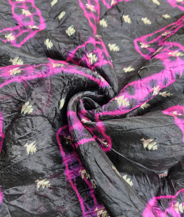 Organza with lehariya Butti bandini - Charcoal black