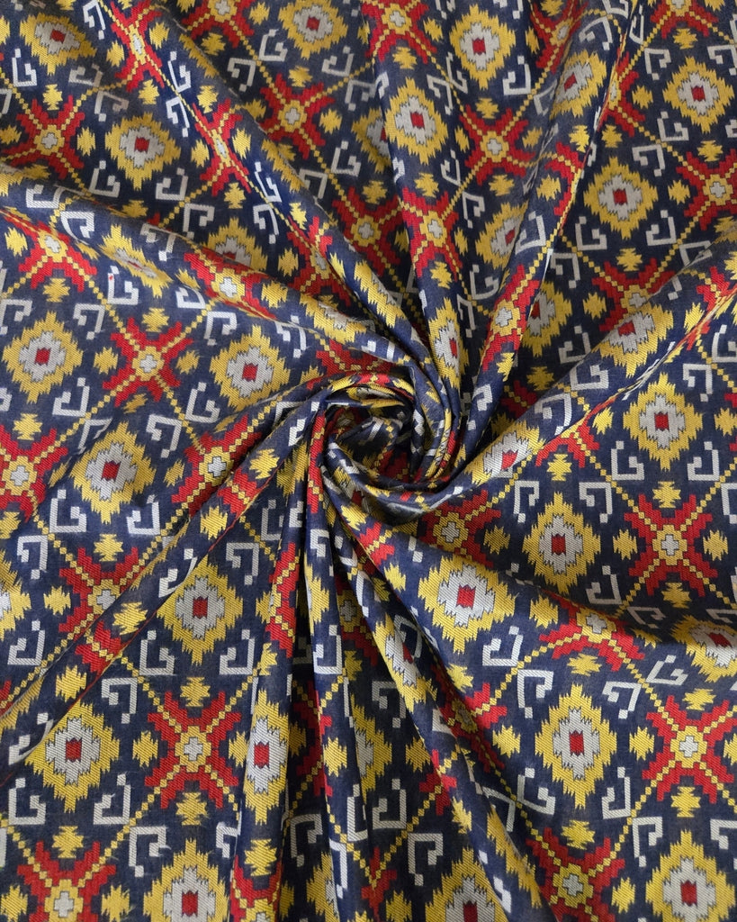 Silk Cotton Ikkat - Navy Blue