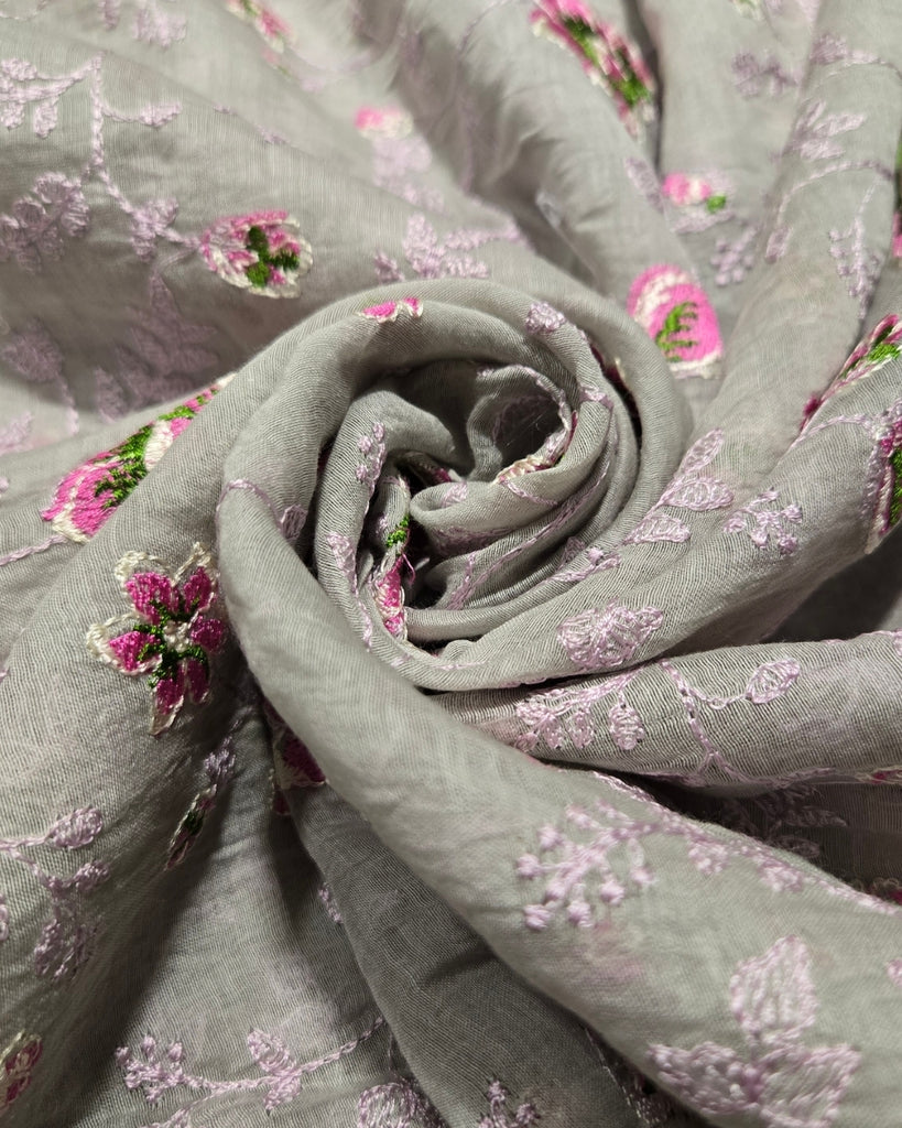 Mul Chanderi - Creeper Muted Sage Grey