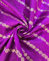 Raw Silk Zari Lines - Deep Purple