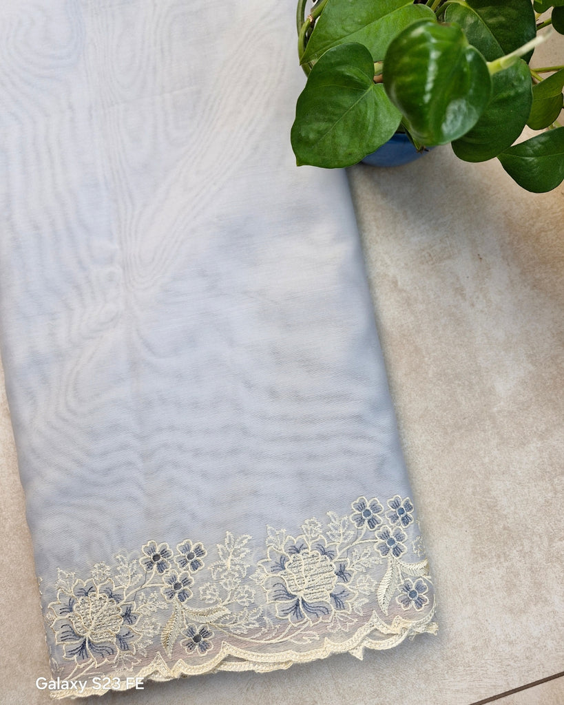 Kora with Embroidery - Light pastel blue