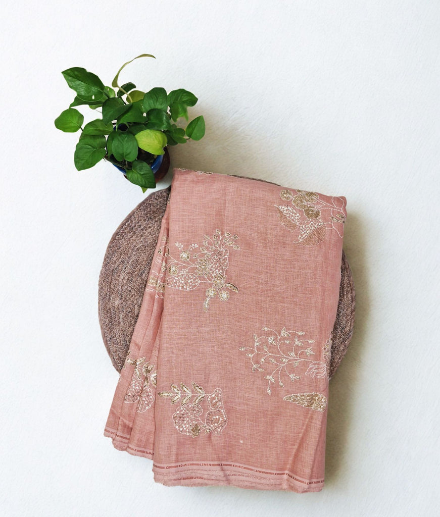 Linen Embroidered - Blush Peach