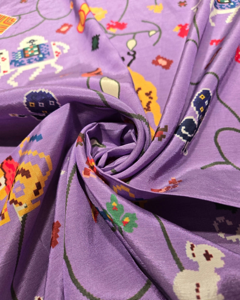 Pure Patola Printed Silk - Lavender Purple